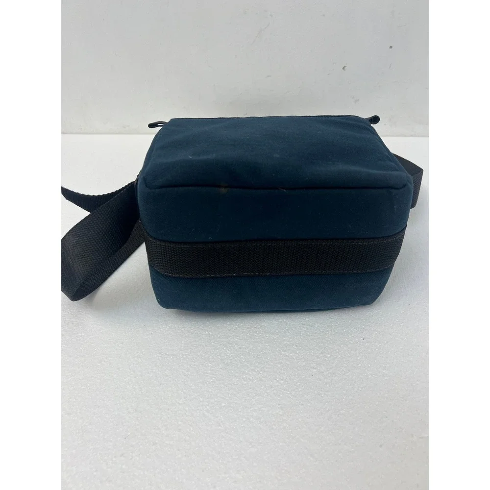 LL Bean Vintage Camera Bag Navy Blue Padded Canvas Shoulder Strap Freeport Maine